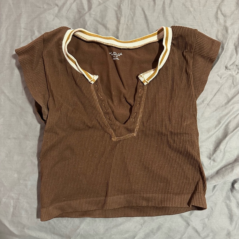 Urban Outfitters Brown Crop Shirt